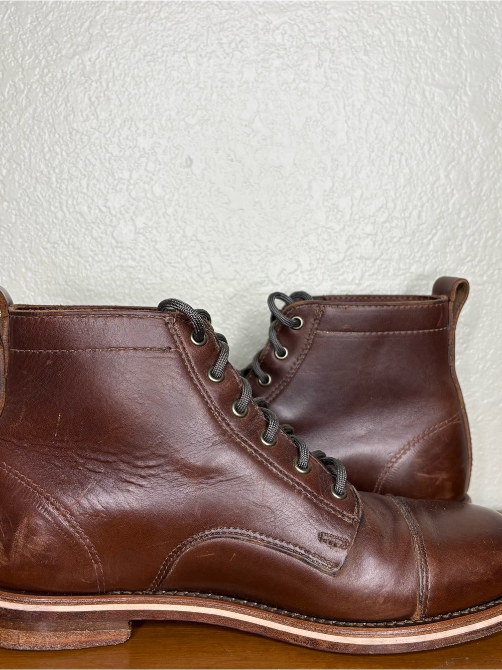 Helm The Zind Mens Brown Leather Lace Up Ankle Boots Size 8.5 Made in USA - Picture 4 of 10